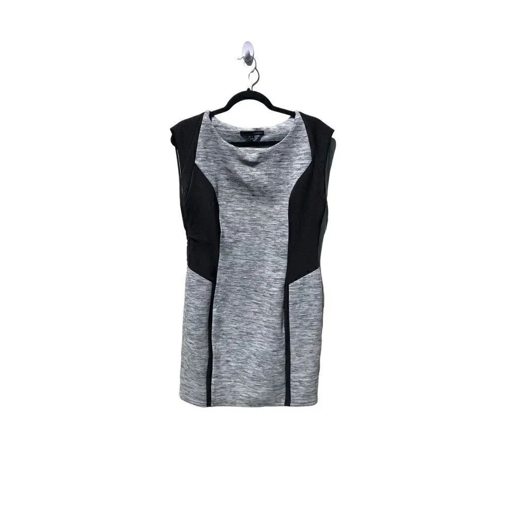 Harve Benard Women's Sleeveless Gray with Black Cotton Blend Midi Dress Size Lar